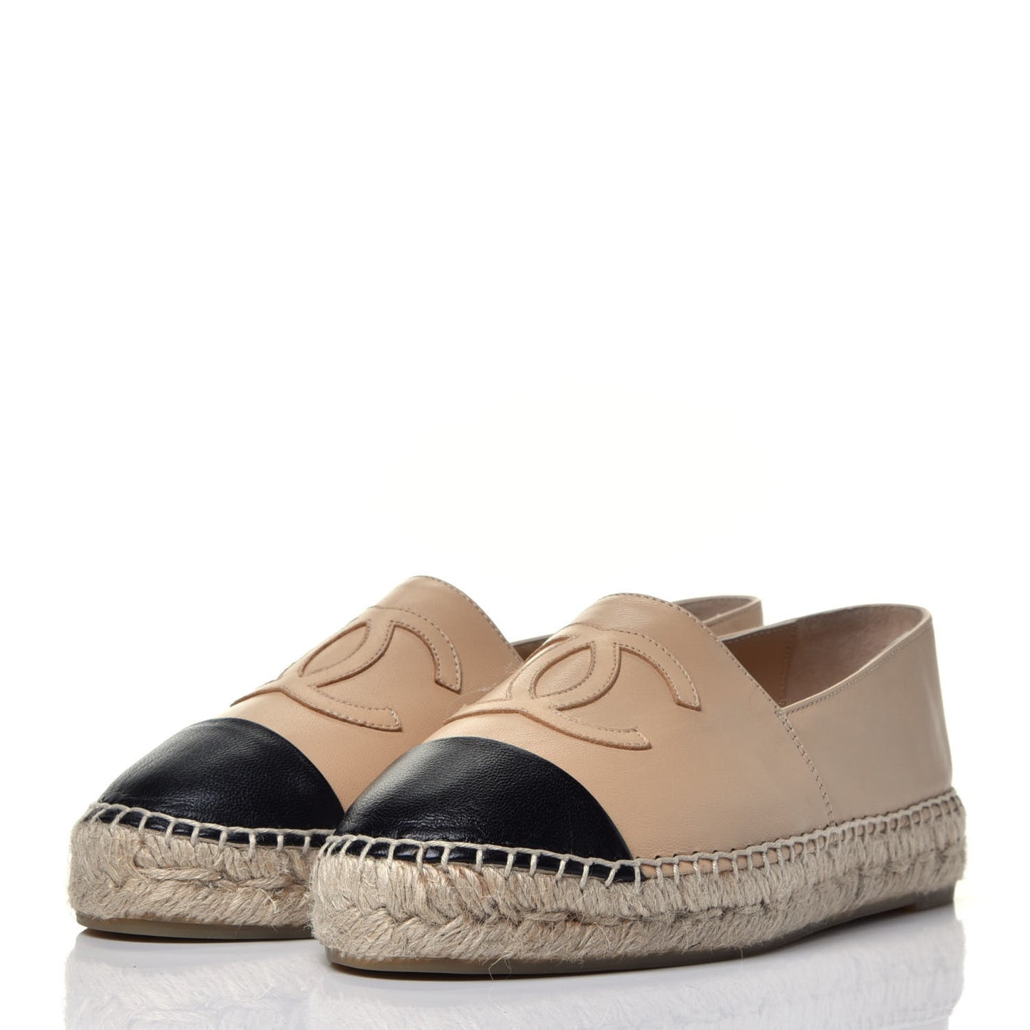 Lambskin CC Espadrilles 37 Beige Black