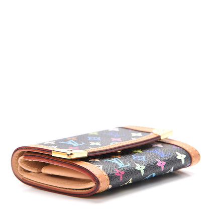 Louis Vuitton Monogram Multicolor Porte-Monnaie Plat Coin Purse Black 3 of 7