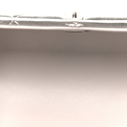 Chanel Metallic Lambskin Quilted Barrel Crossbody Bag Silver 4 of 10