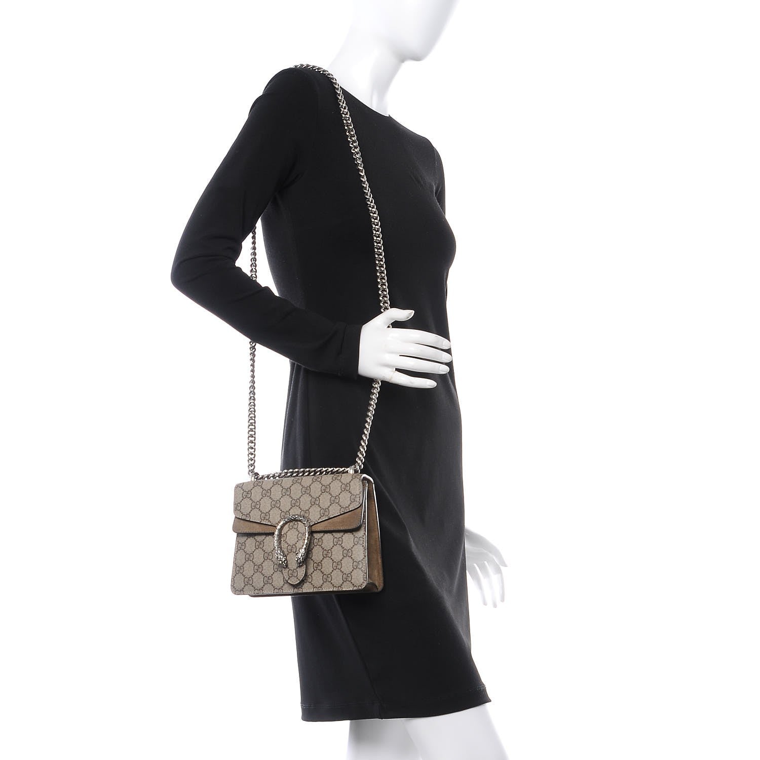 Gucci GG Supreme Monogram Mini Dionysus Shoulder Bag Taupe 2 of 9