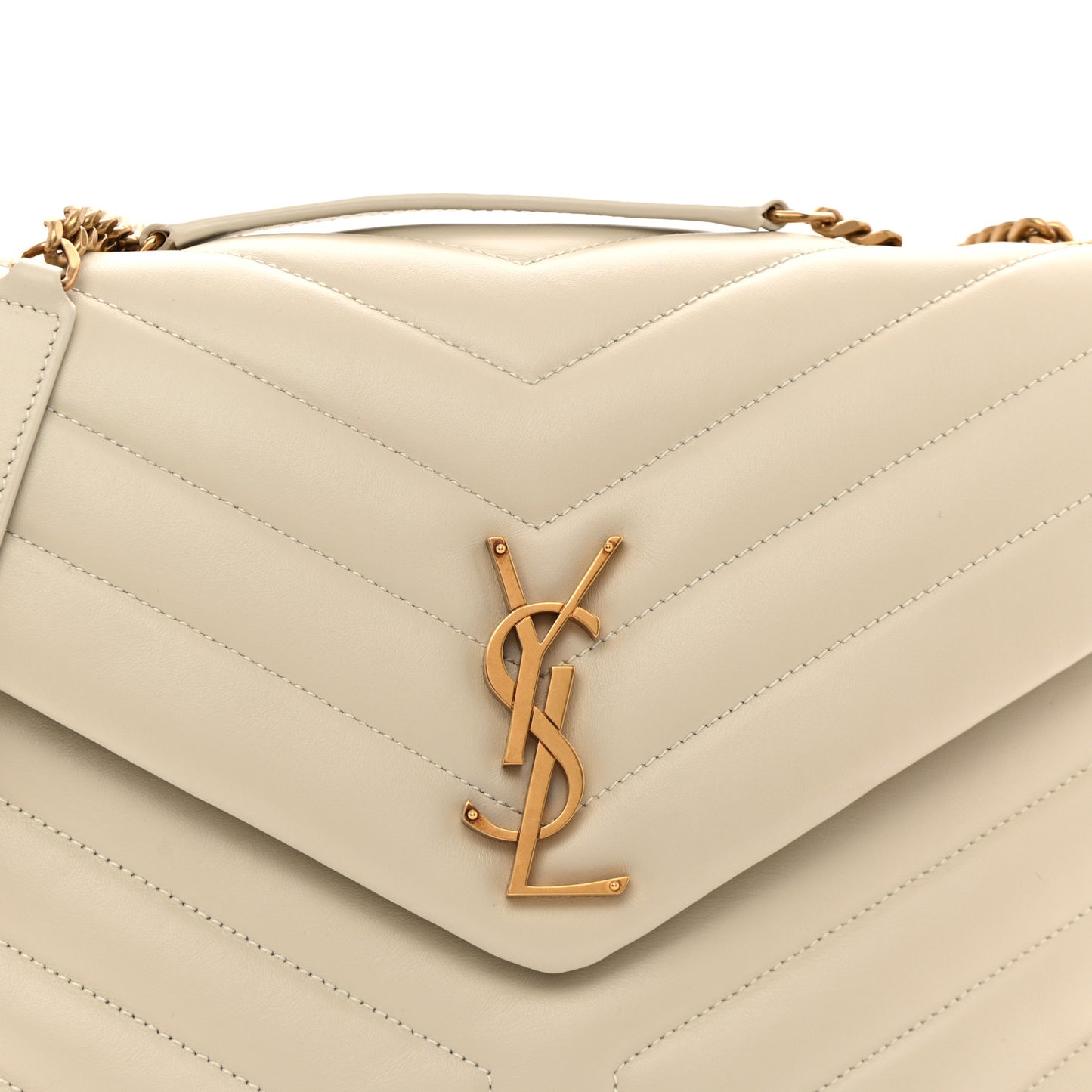 Calfskin Y Quilted Monogram Medium Loulou Chain Satchel Crema Soft