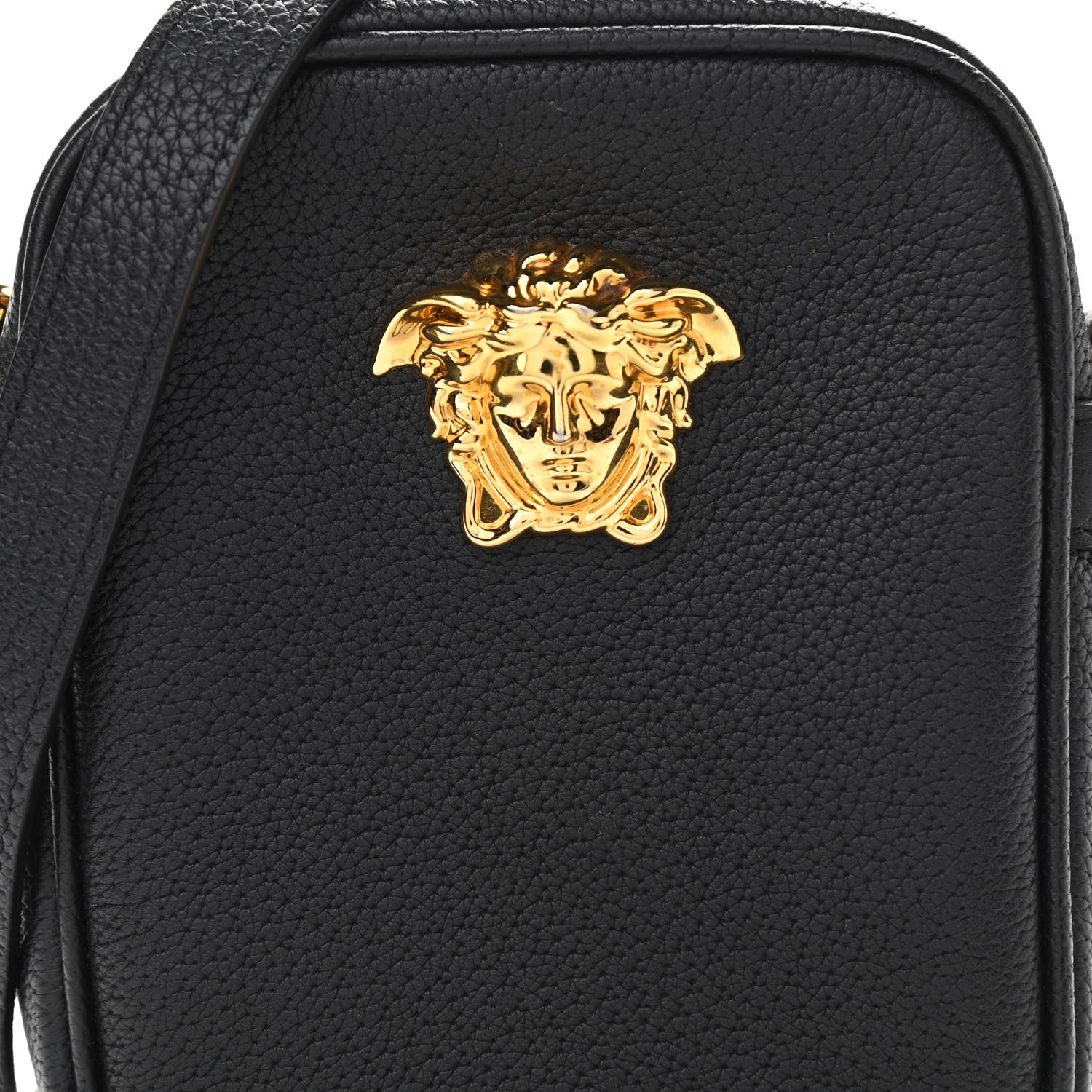 Versace Grained Calfskin Small Medusa Messenger Bag Black 7 of 10