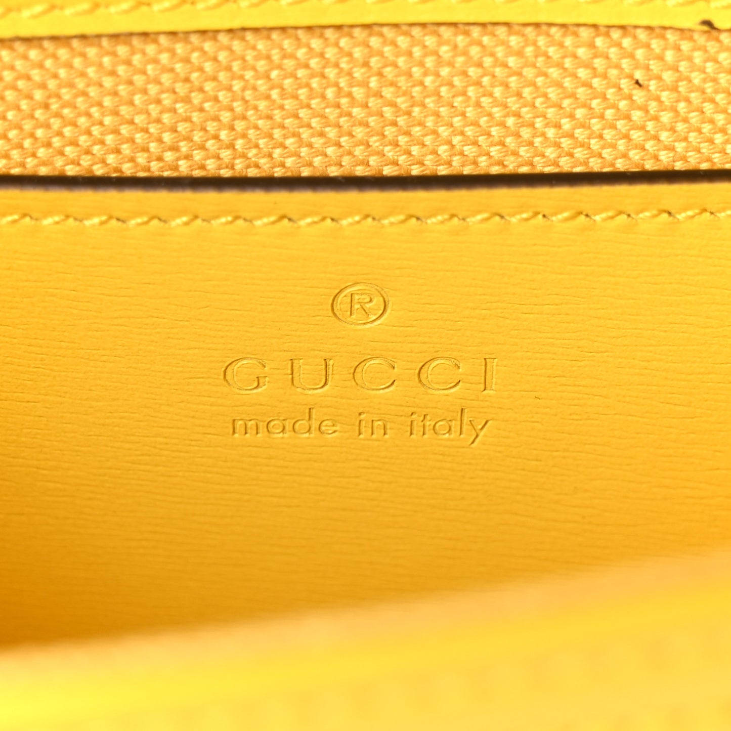 GG Monogram Scratch Lux Calfskin Mini Luce Shoulder Bag Yellow