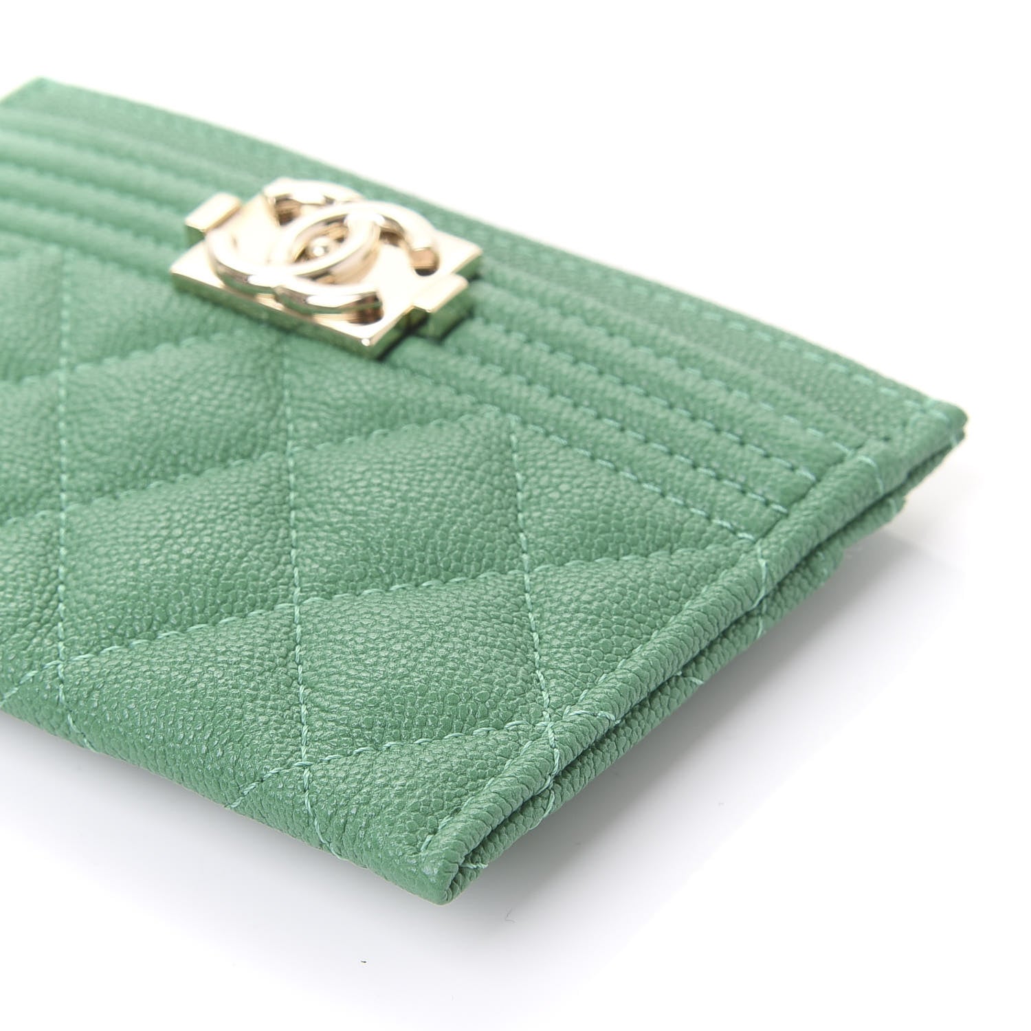 Chanel Caviar Quilted Boy Card Holder Green 8 of 11