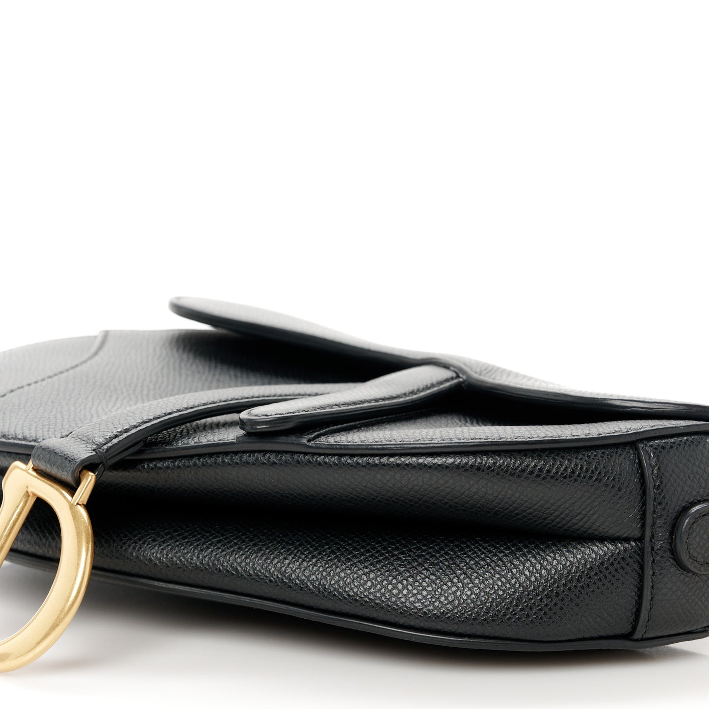 Grained Calfskin Mini Saddle Bag Black