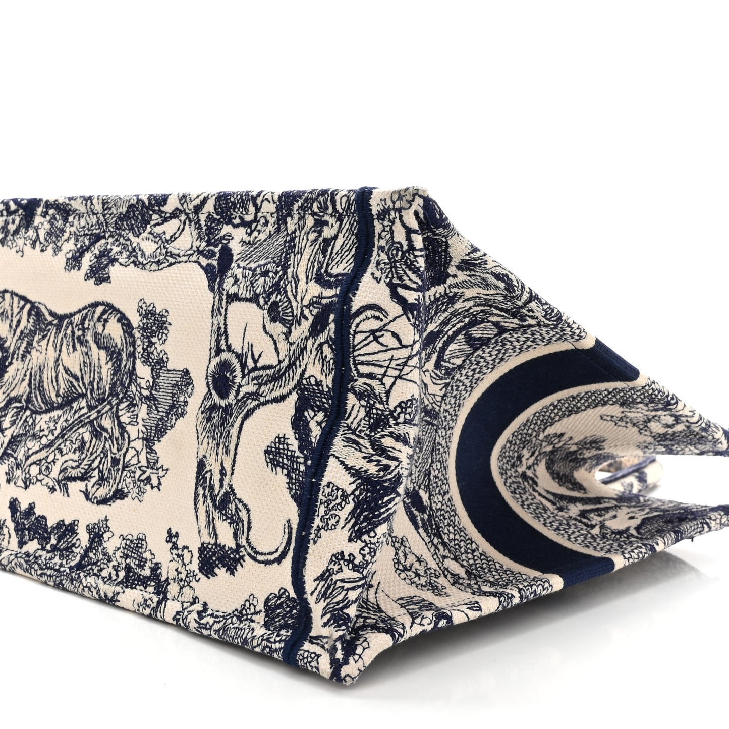 Canvas Embroidered Medium Dioriviera Toile De Jouy Book Tote Blue