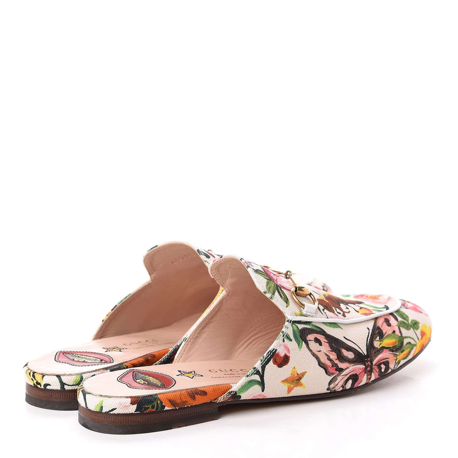Gucci Canvas Garden Print Princetown Slippers 38 Ivory Multicolor 4 of 14