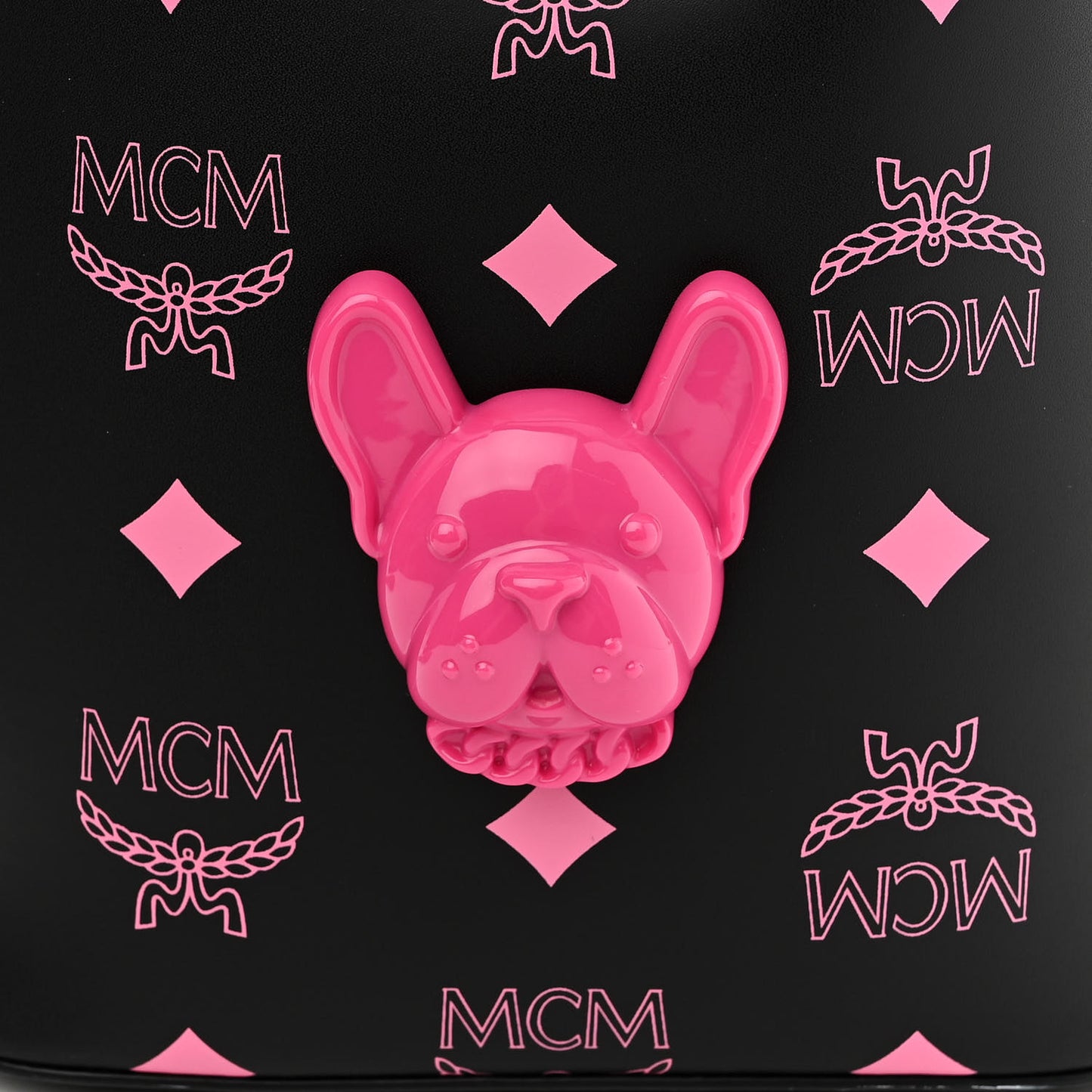 Nappa Visetos Mini Pup Color Splash Drawstring Bag Black Pink