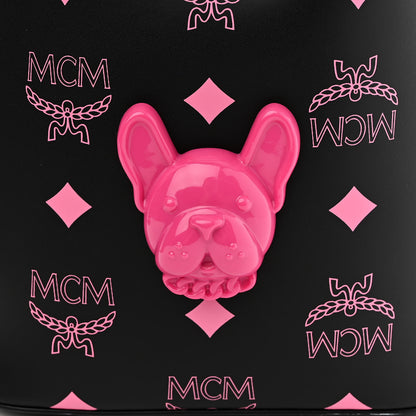 MCM Nappa Visetos Mini Pup Color Splash Drawstring Bag Black Pink 8 of 12