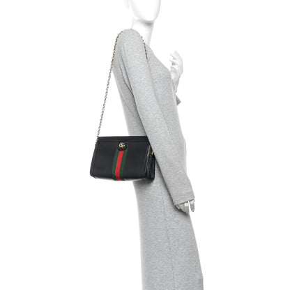 Gucci Calfskin GG Web Small Ophidia Chain Shoulder Bag Black 2 of 10