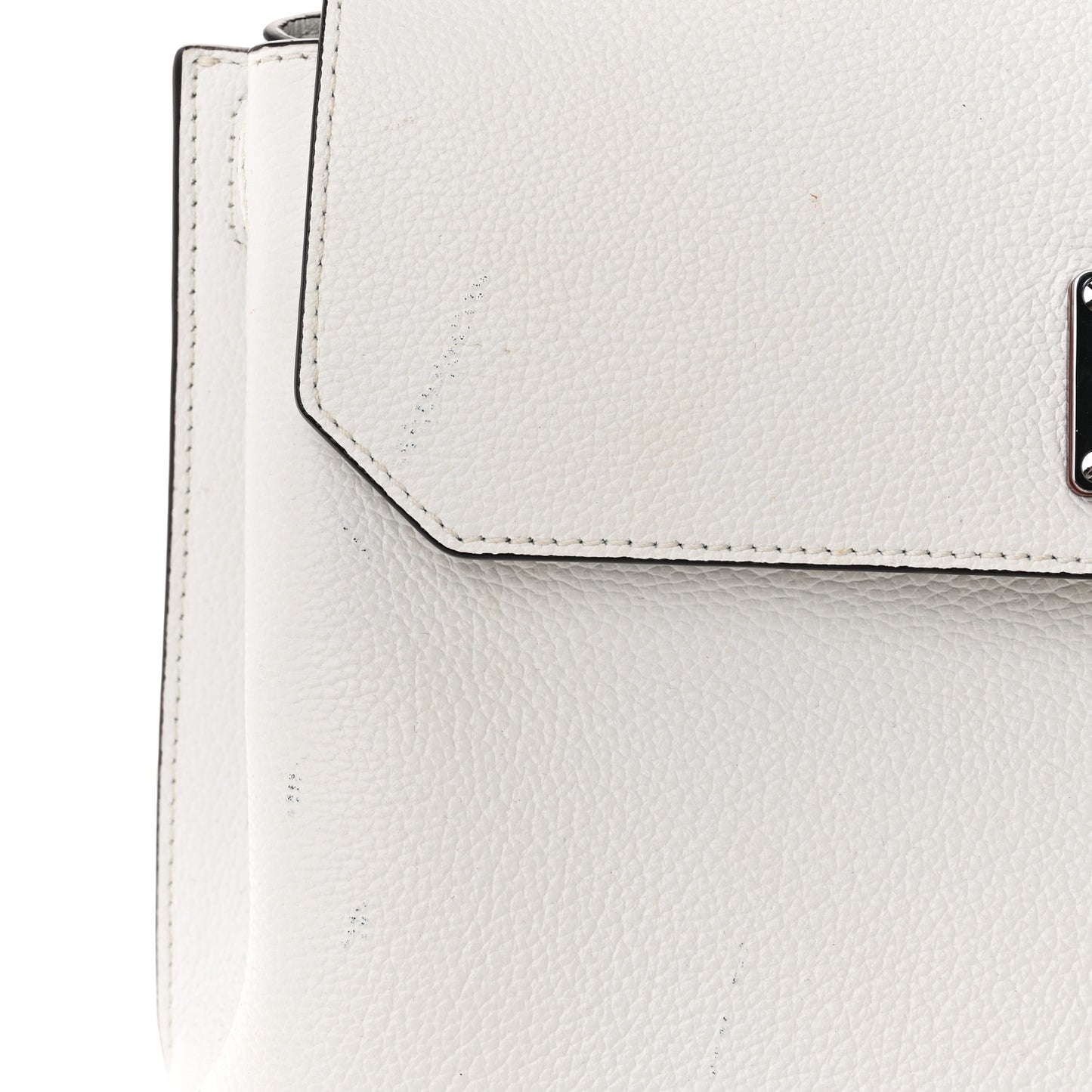 Grained Calfskin Medium Milla Convertible Backpack White Flake