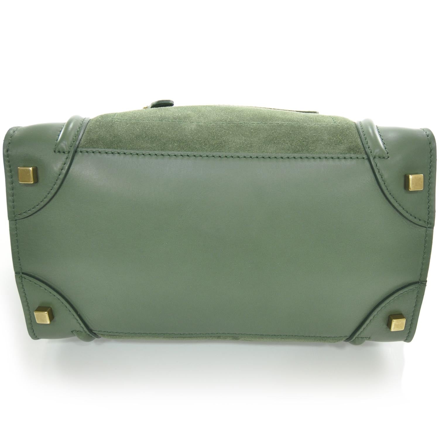 Celine Leather Suede Mini Luggage Green 5 of 8