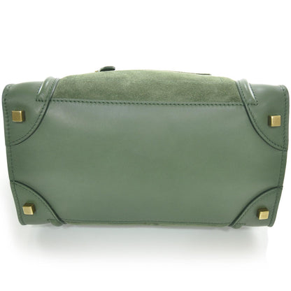 Celine Leather Suede Mini Luggage Green 5 of 8