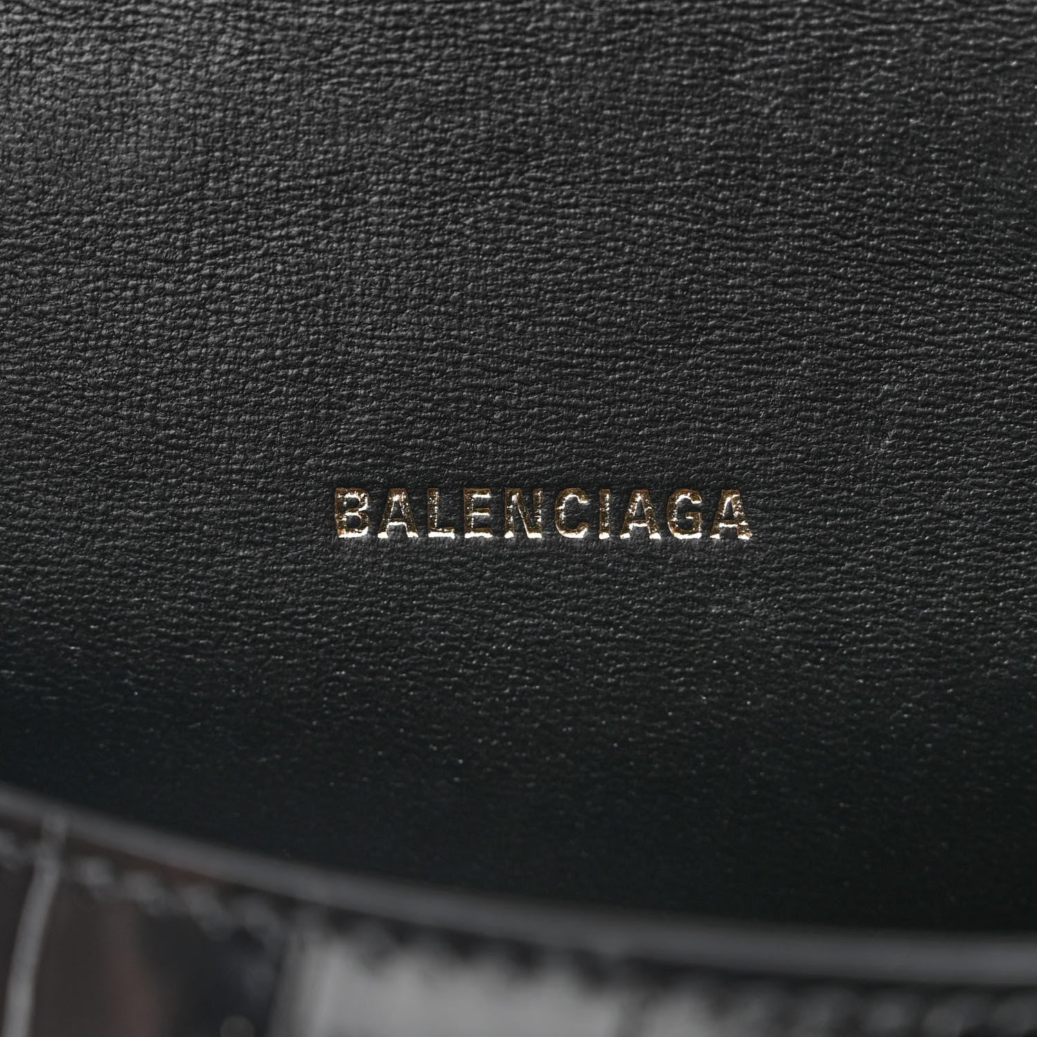Balenciaga Shiny Calfskin Crocodile Embossed Hourglass Top Handle Bag XS Black 6 of 9