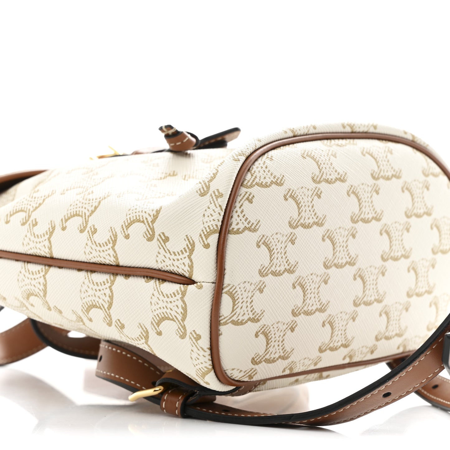 Triomphe Canvas Calfskin Mini Folco Backpack White