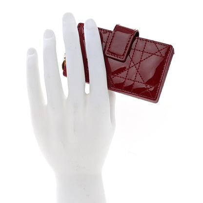 Christian Dior CHRISTIAN DIOR Patent Cannage Lady Dior 5-Gusset Card Holder Scarlet 2 of 16