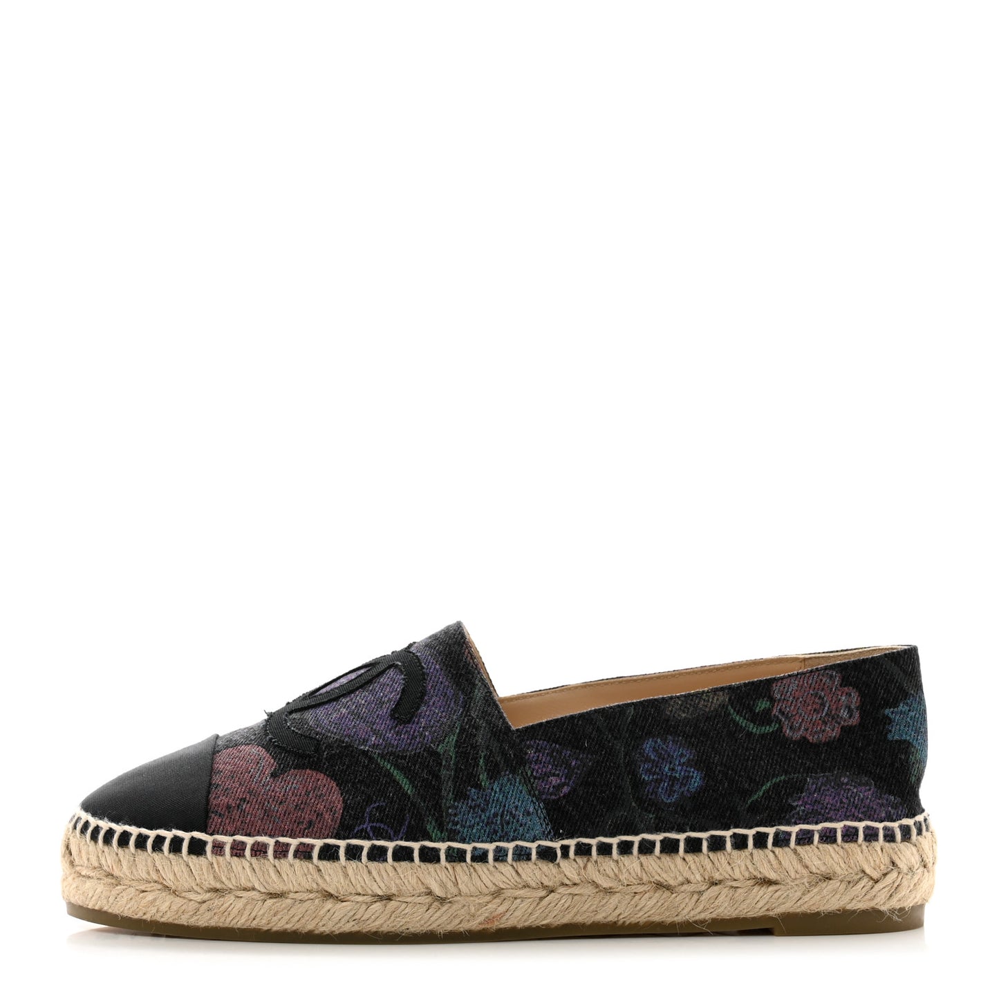 Denim Grosgrain CC Espadrilles 39 Grey Multicolor