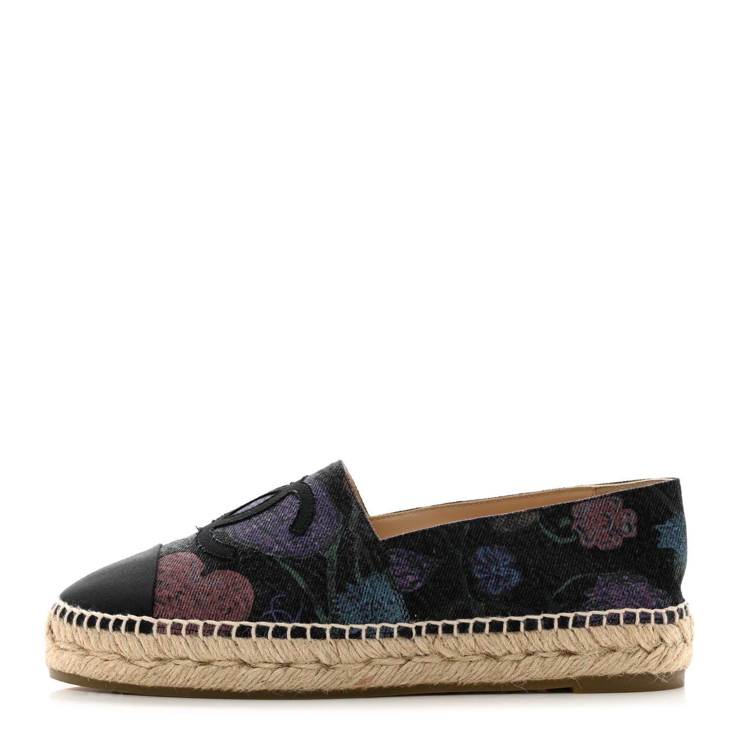 Chanel Denim Grosgrain CC Espadrilles 39 Grey Multicolor 1 of 9