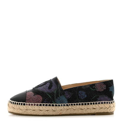 Chanel Denim Grosgrain CC Espadrilles 39 Grey Multicolor 1 of 9