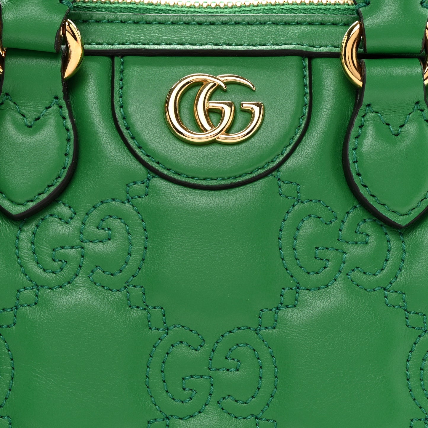 Calfskin GG Matelasse Mini Boston Bag Spring Green Natural