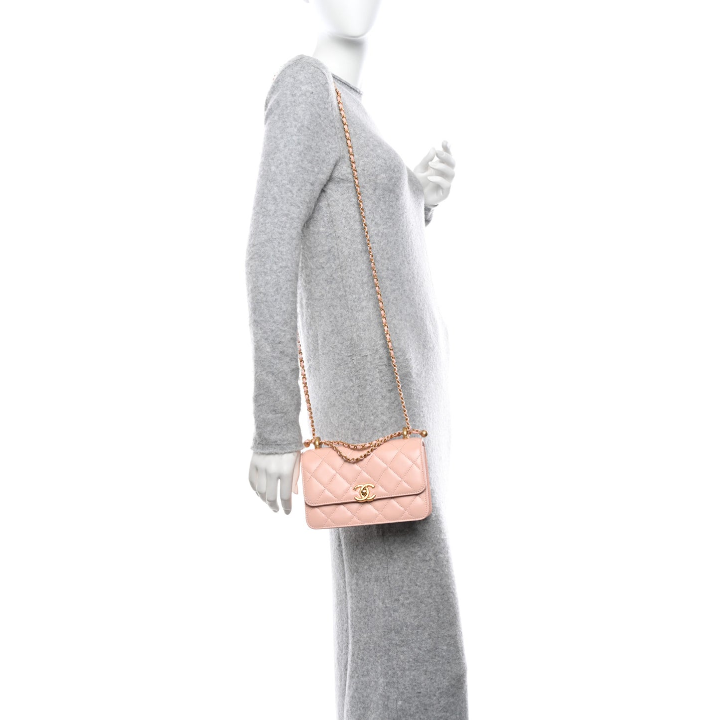 Calfskin Quilted Mini Perfect Fit Flap Light Pink