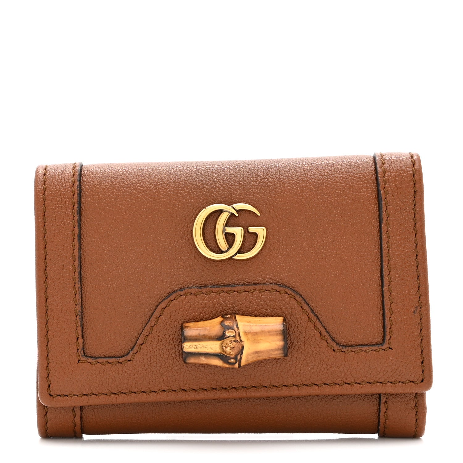 Gucci Wonka Grain Calfskin Diana Tri-Fold Wallet Cuir 1 of 10