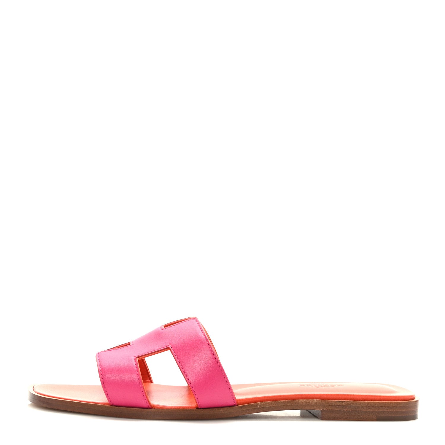 Hermes Box Calfskin Oran Sandals 39 Rose Flash Orange H 1 of 9