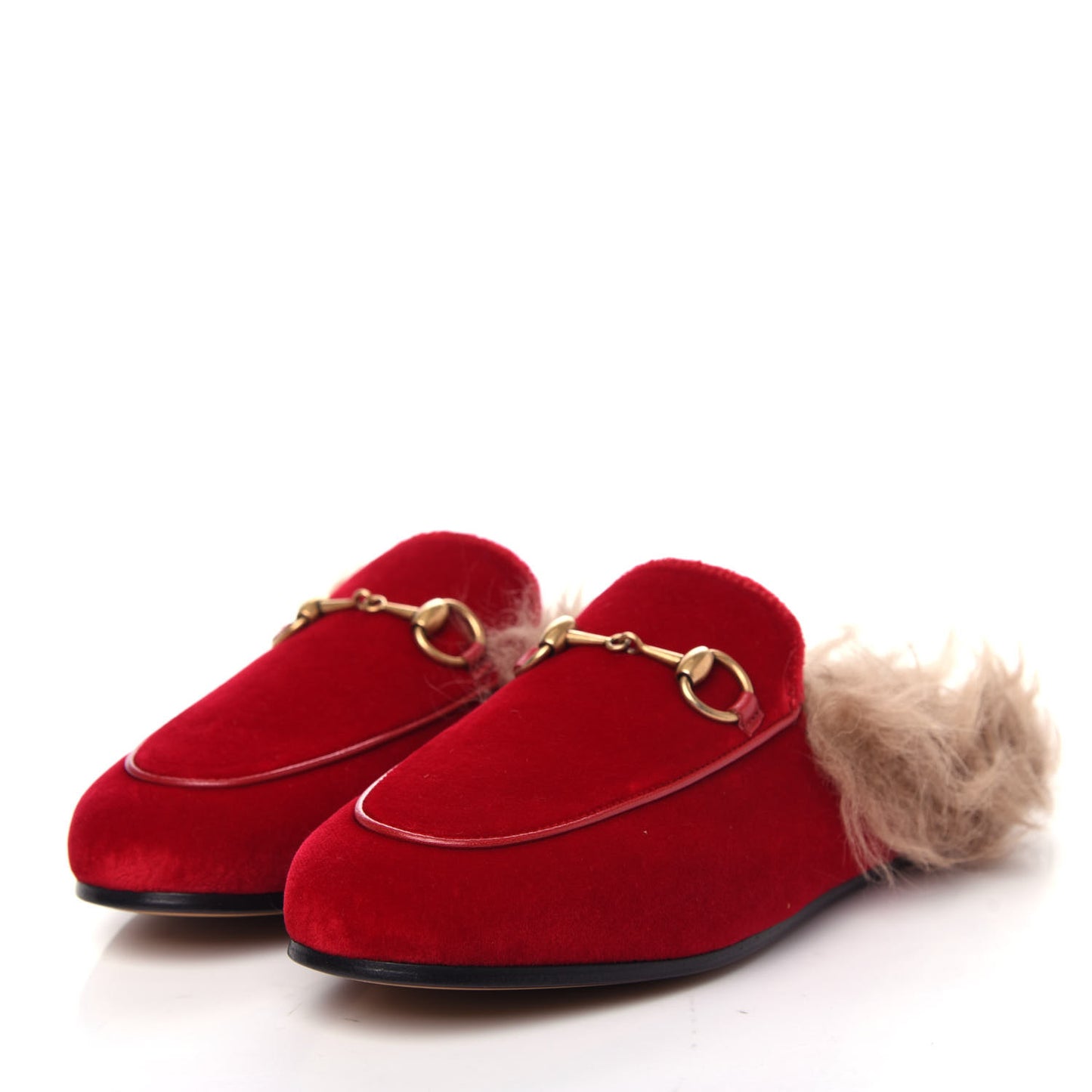 Velvet Fur Womens Princetown Slippers 35 Hibiscus Red