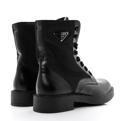 Prada Spazzolato Re-Nylon Metal Triangle Logo Mens Combat Boots 9 Black 4 of 9