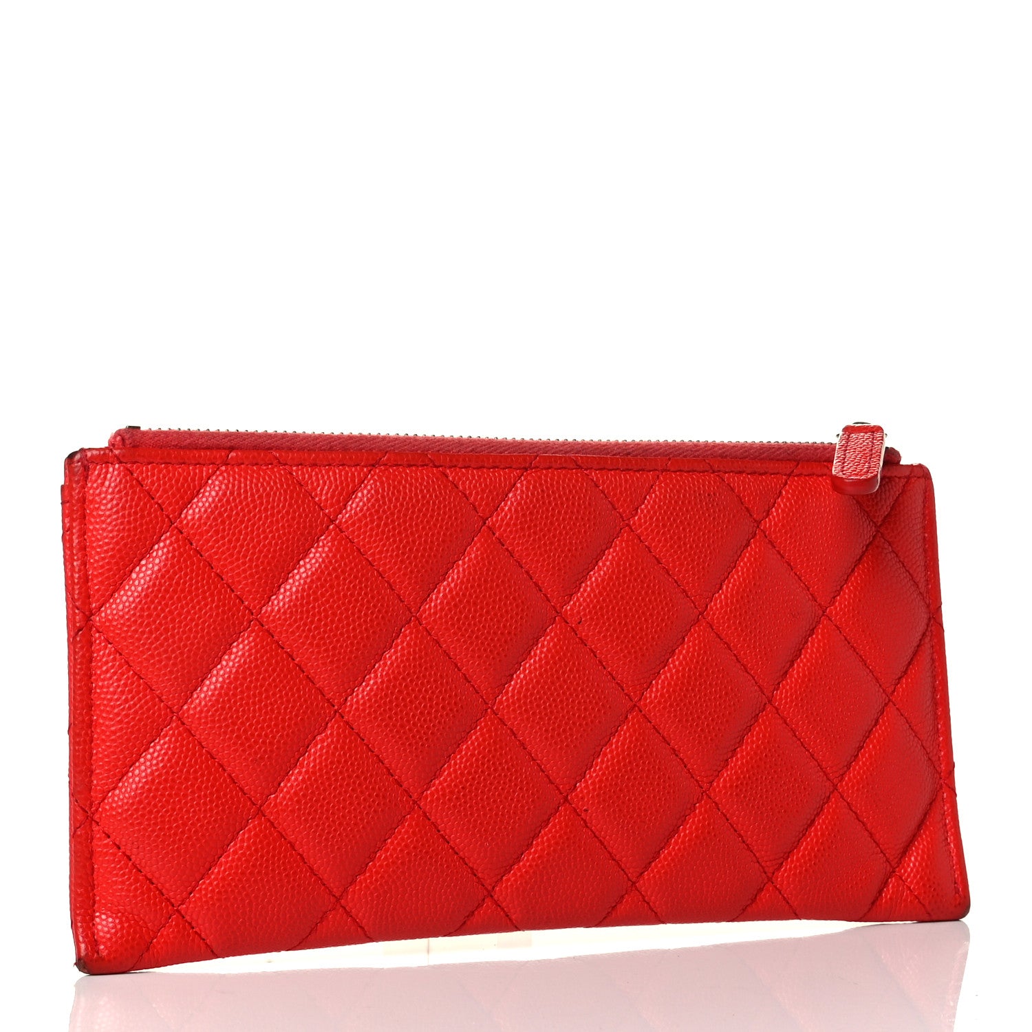 Chanel Caviar Quilted Classic Zip Pouch Red 2 of 7