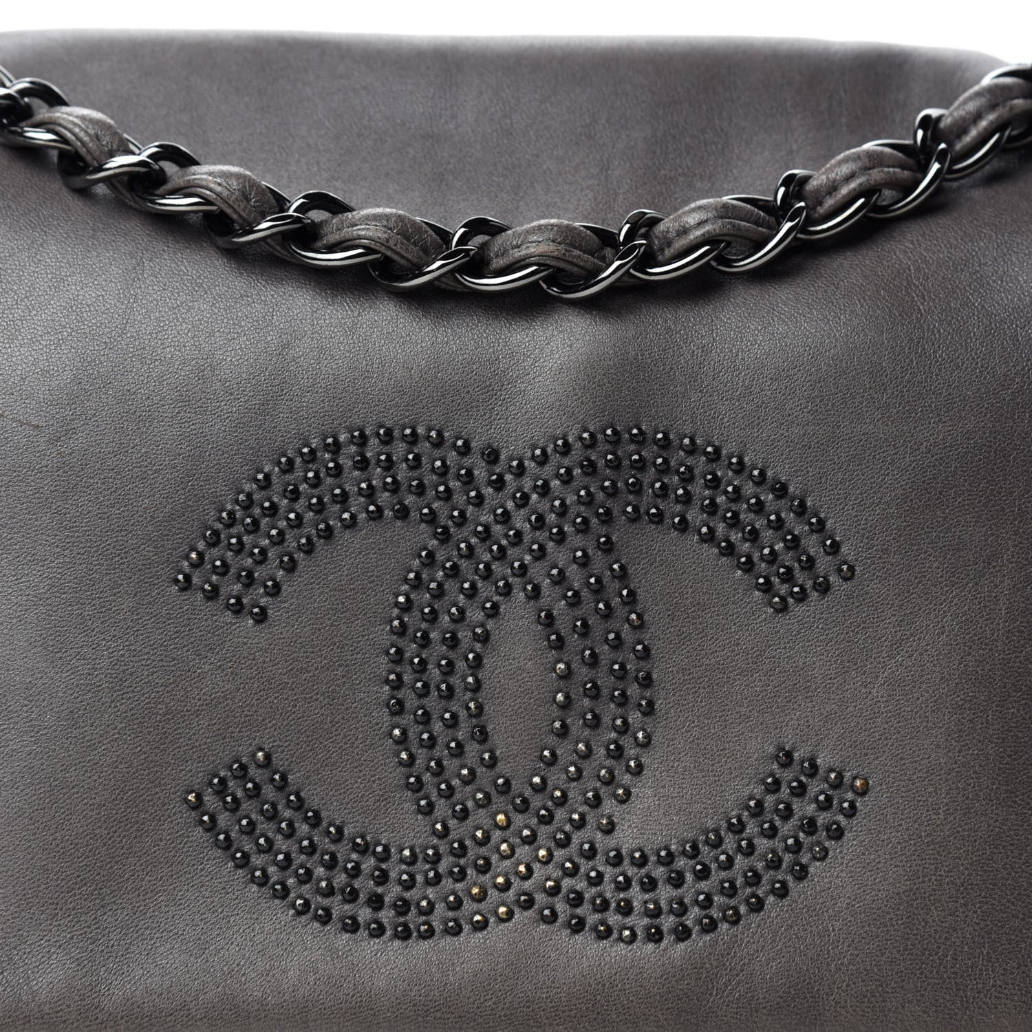 Chanel Lambskin Studded CC East West Flap Grey 12 of 12