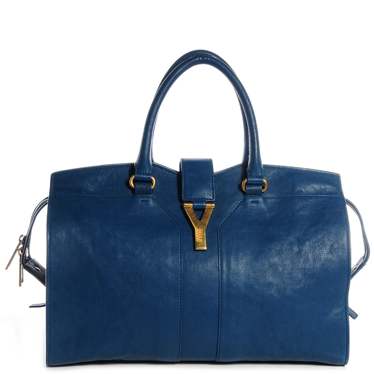 Saint Laurent Leather Medium Cabas ChYc Peacock Blue 1 of 9
