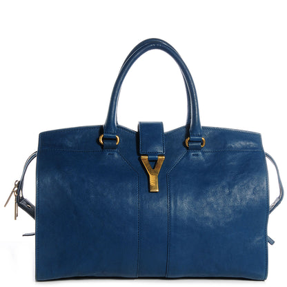 Saint Laurent Leather Medium Cabas ChYc Peacock Blue 1 of 9