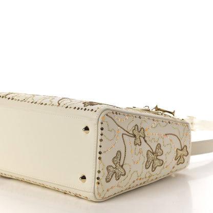 Christian Dior Smooth Calfskin Embroidered Medium Lady Dior White 9 of 10