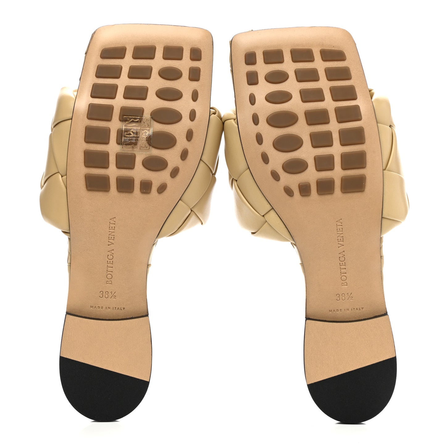 Nappa Maxi Intrecciato Lido Flat Sandals 38.5 Cane Sugar