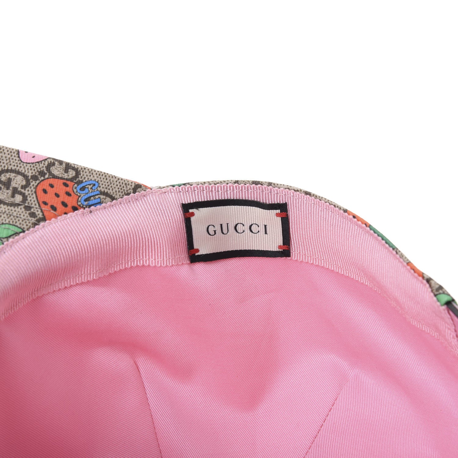 Gucci GG Supreme Monogram Strawberry Baseball Hat M Beige Multicolor 6 of 7