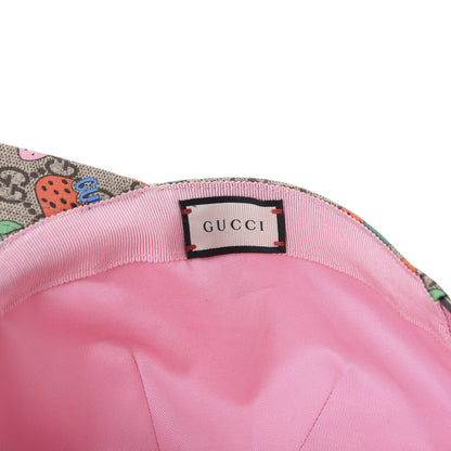 Gucci GG Supreme Monogram Strawberry Baseball Hat M Beige Multicolor 6 of 7