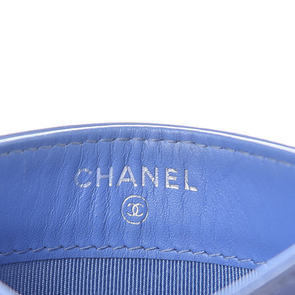 Chanel Patent Quilted Card Holder Blue 6 of 9