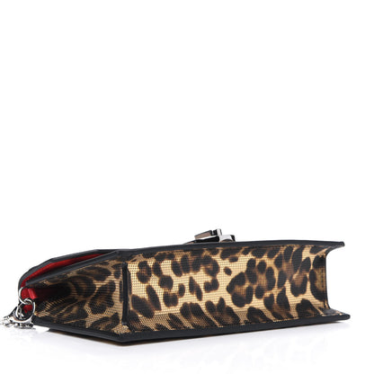 Christian Louboutin Metallic Calfskin Coins Leopard Print Small Elisa Baguette Gold Silver 3 of 10