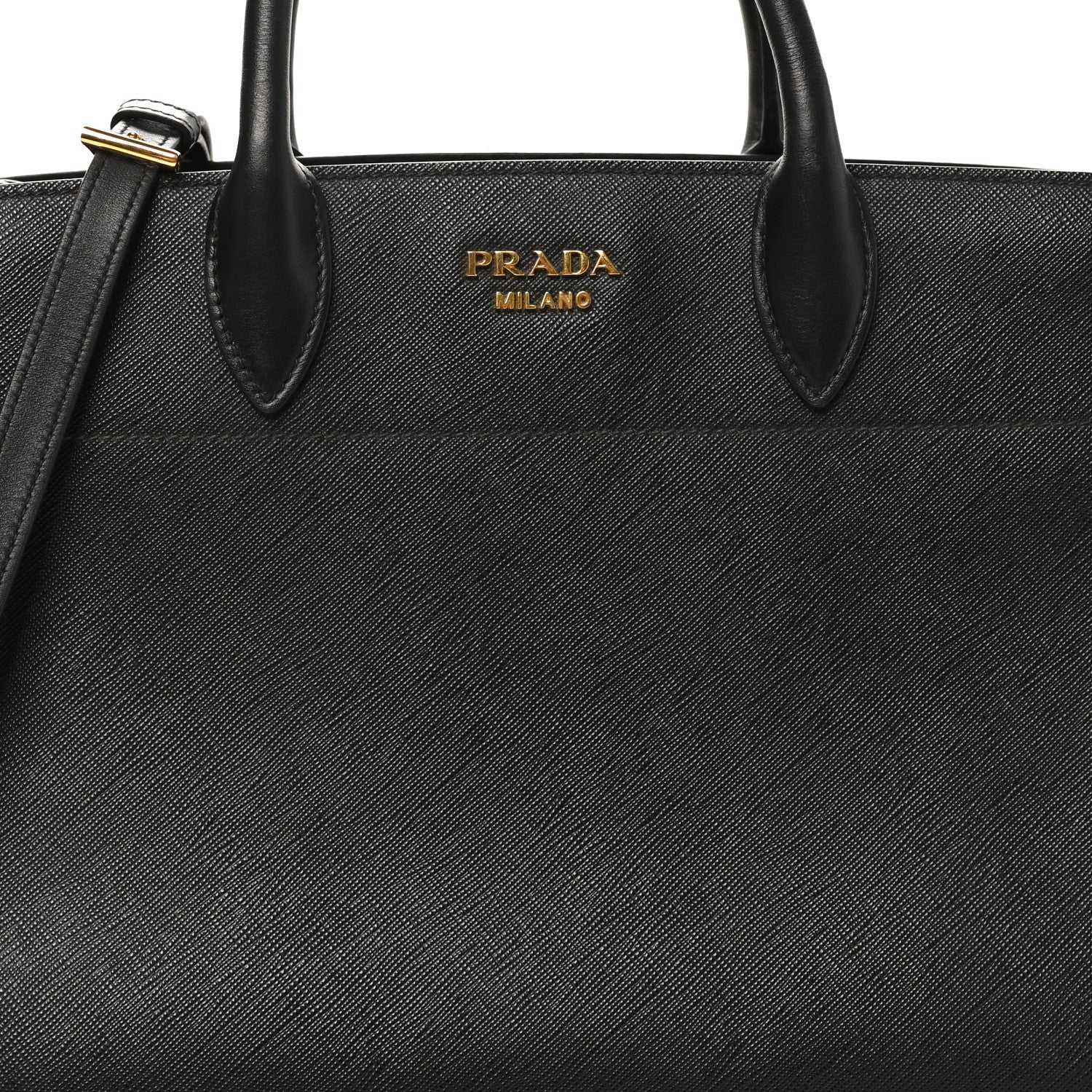 Prada Saffiano City Calfskin Medium Bibliothèque Top Handle Black Fuoco 7 of 10