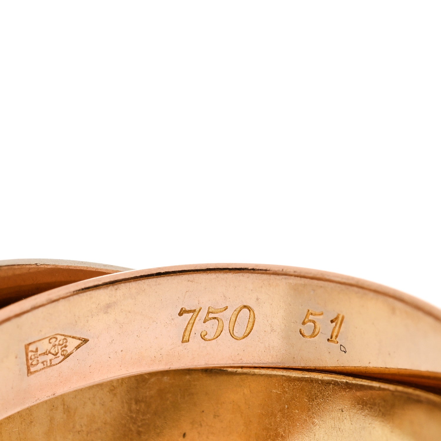 Cartier 18K Pink Yellow White Gold Classic Les Must De Cartier Trinity Ring 51 5.75 4 of 4
