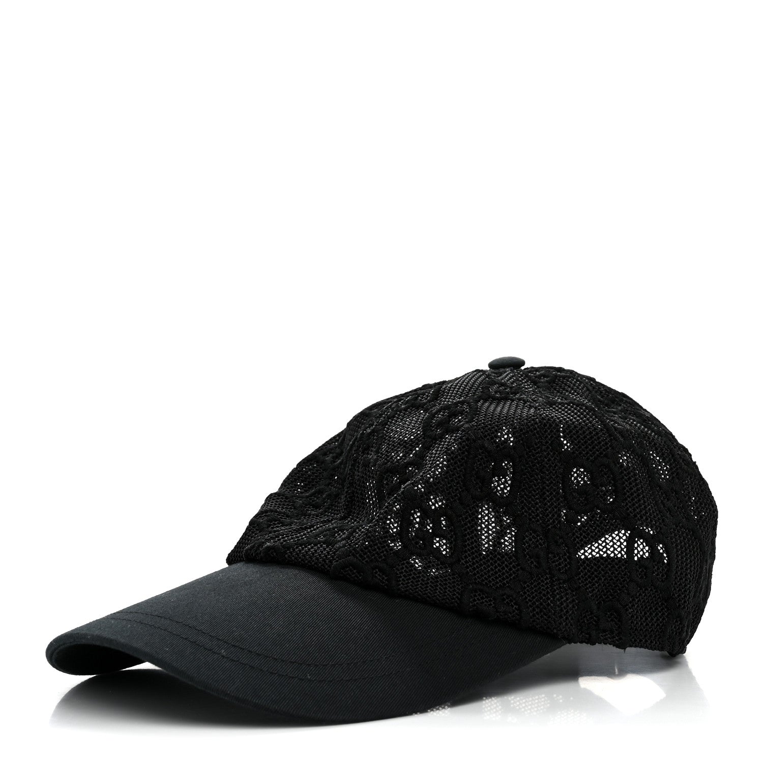 Gucci Mesh GG Monogram Shivali Baseball Hat M Black 1 of 9
