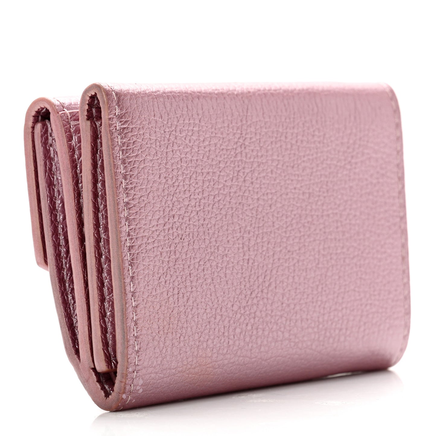 Metallic Calfskin Lockmini Wallet Pink