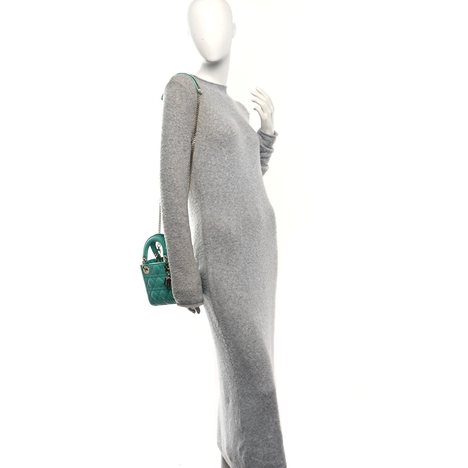 Christian Dior Lambskin Cannage Mini Lady Dior Aquamarina 2 of 10