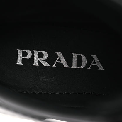 Prada Spazzolato Rois Nylon Metal Triangle Logo Monolith Pouch Pocket 55mm Boots 38 Black 8 of 11