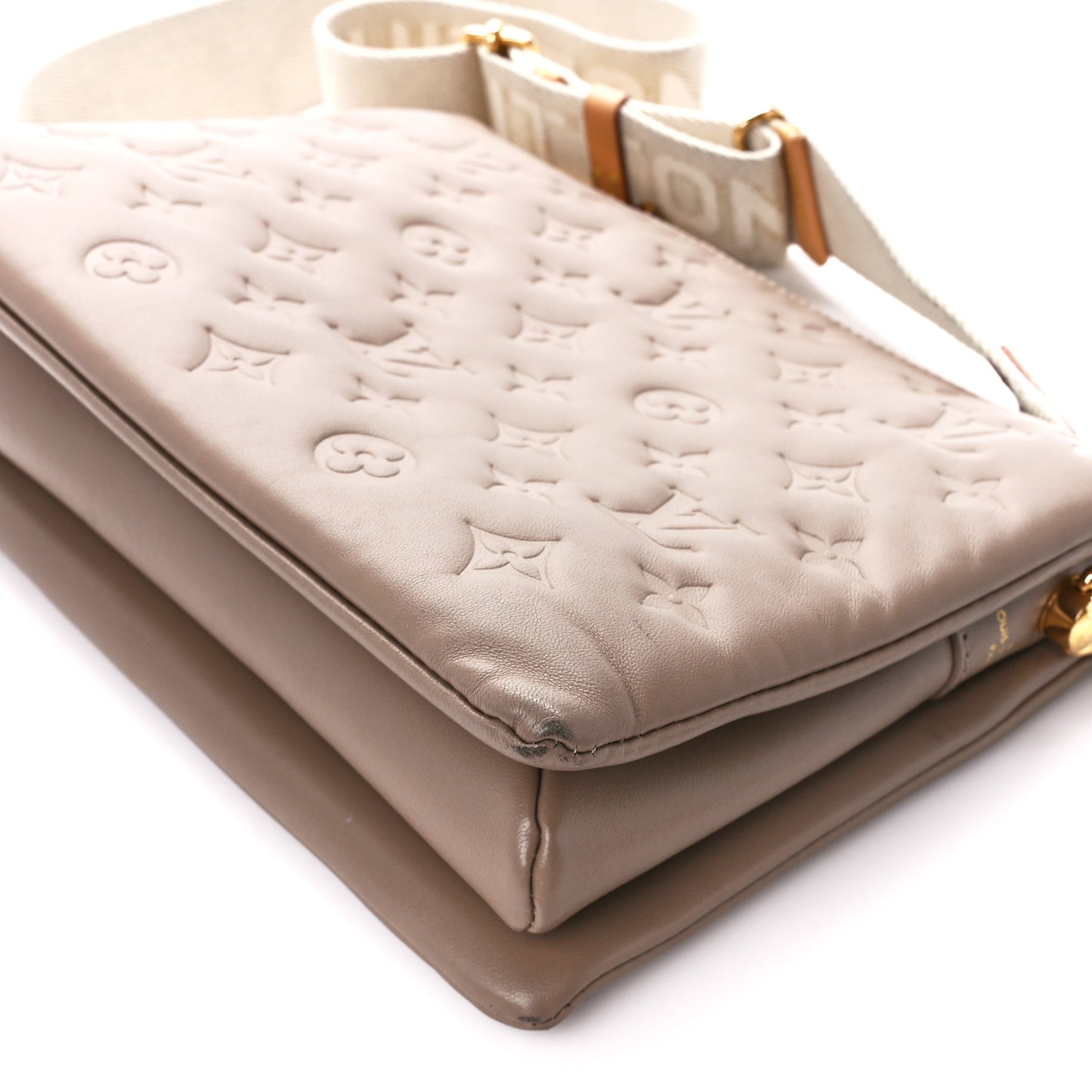 Lambskin Embossed Monogram Coussin PM Taupe