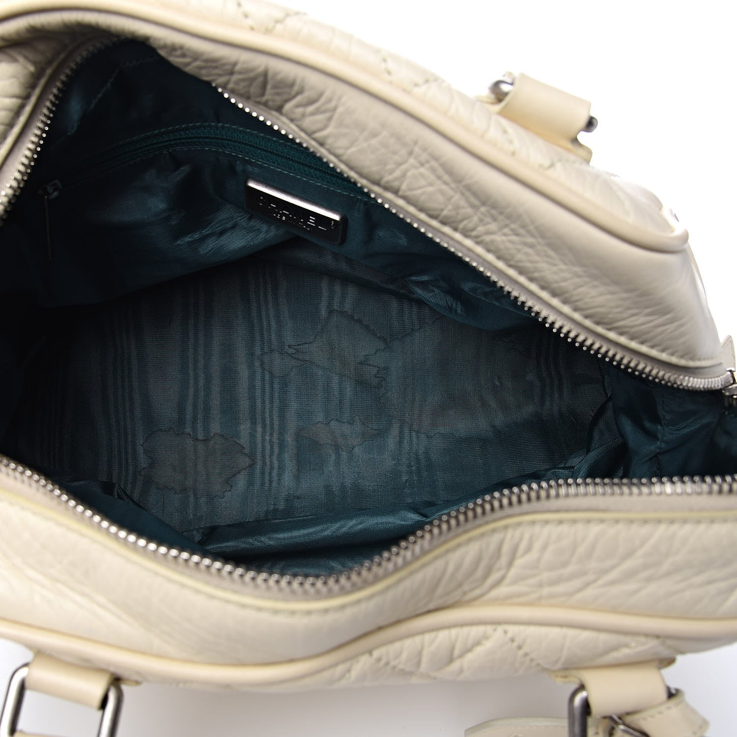 Chanel Distressed Lambskin Quilted Paris New York PNY Medium Travel Bag Ivory 10 of 20