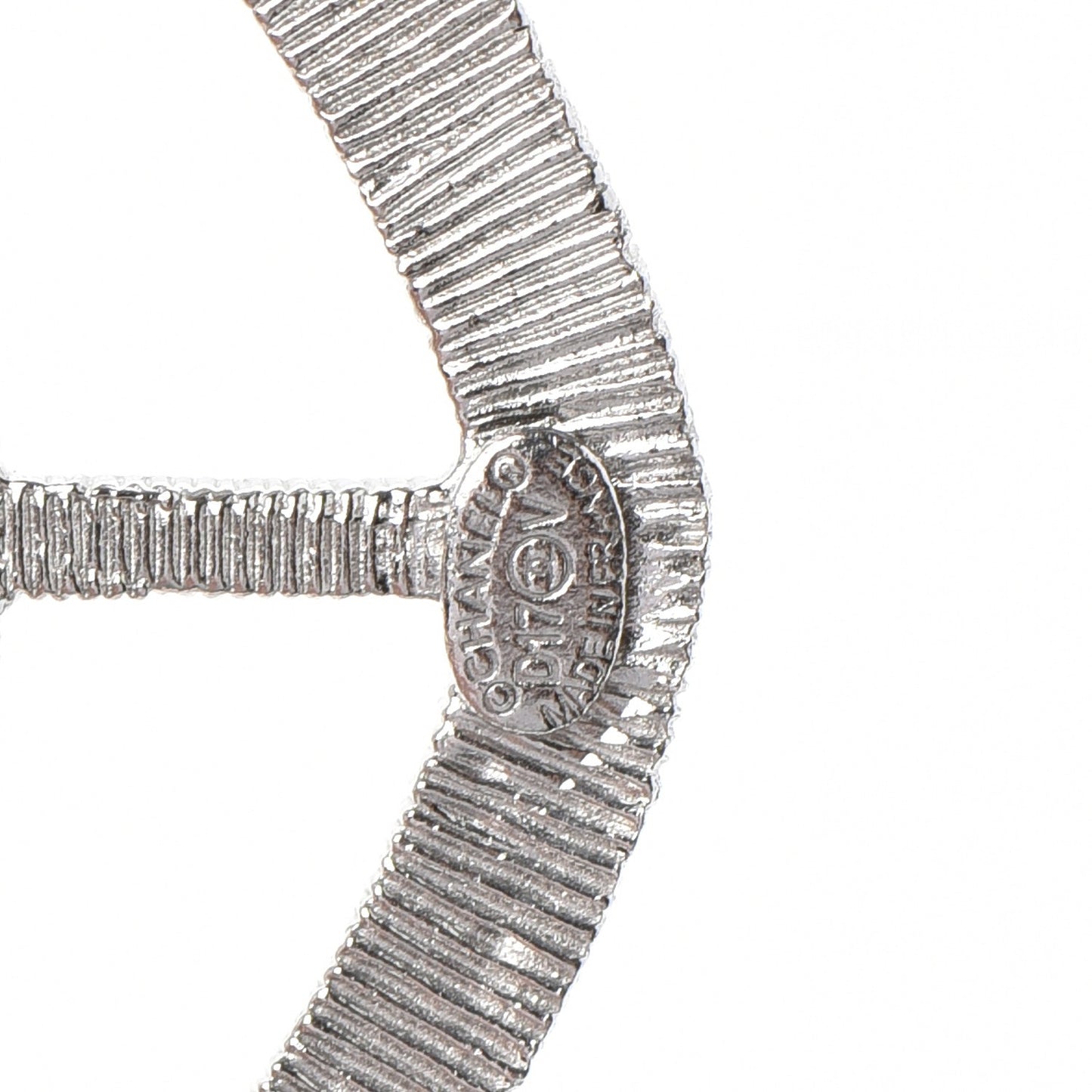 Swarovski Baguette Crystal CC Shield Brooch Silver