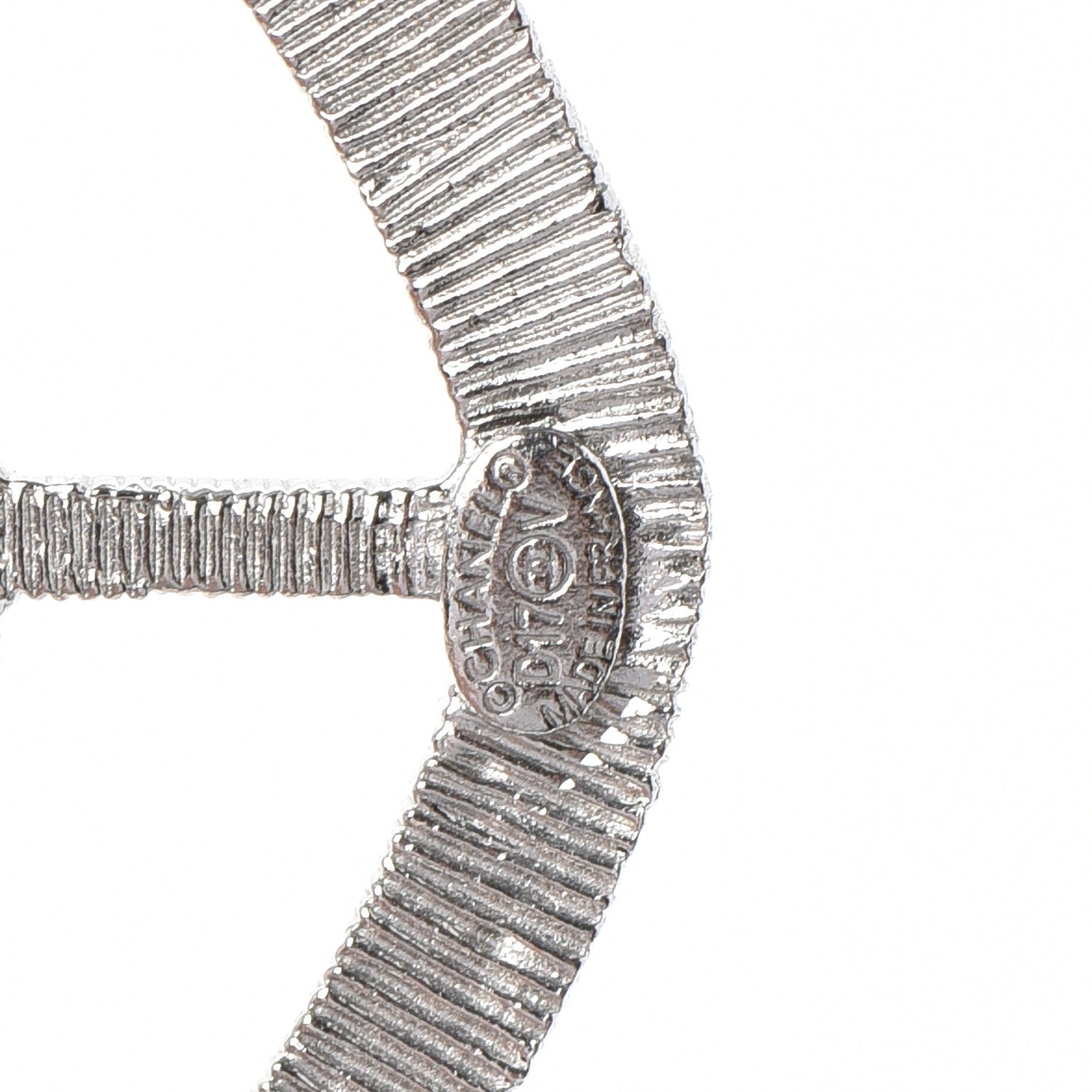 Chanel Swarovski Baguette Crystal CC Shield Brooch Silver 4 of 4