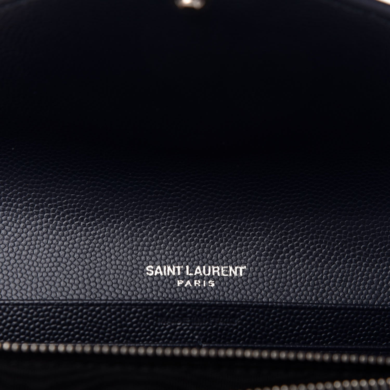 Saint Laurent Grain De Poudre Matelasse Chevron Monogram Flap Wallet Deep Marine 6 of 6